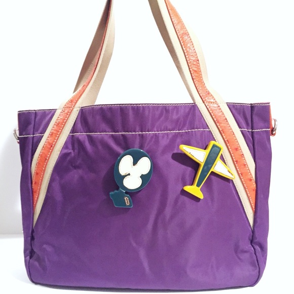 Prada Handbags - Authentic Prada purple nylon orange ostrich tote